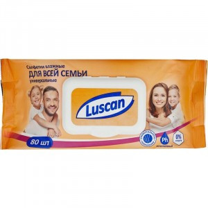 Салфетки влажные Luscan д/всей семьи 80шт с крышкой 559405