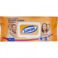 Салфетки влажные Luscan д/всей семьи 80шт с крышкой 559405