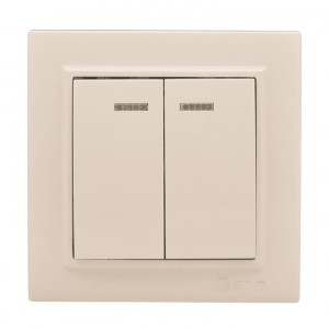 EKF Минск Выключатель 2-кл. СП, с индикатором 10А, бежевый ERV10-123-20