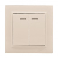 EKF Минск Выключатель 2-кл. СП, с индикатором 10А, бежевый ERV10-123-20