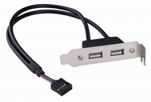 Планка USB 2.0 на заднюю панель низкопрофильная Cablexpert, 2 порта USB, 23386