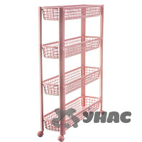 Полка узкая на колесах (4 секции) чайная роза М2719 (3)