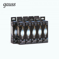 Gauss Filament Свеча на ветру E14 5W(420lm) 4100K 4K 130x37 нитевидная, золотая 104801805