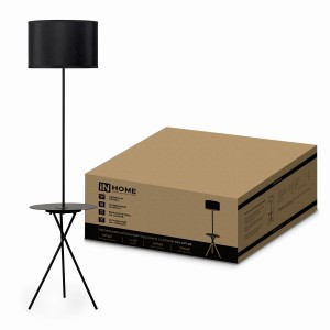 ASD/InHome св-к напольный торшер ТНО 04П-ВB 60W E27 с полкой черный 375x375x1643 9649