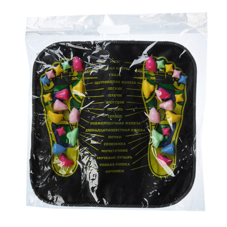 SILAPRO Коврик массажный для ног с указанием акупунктурных точек, 35х35см, пластик, искусств.кожа