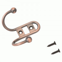 Крючок-вешалка мебельн 2-рожк СТАНДАРТ 208B AC ст.медь В60*Ш73*Г34 ЕВРОПАКЕТ(480,60)