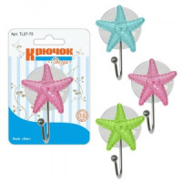 Крючок на присоске &quot;Звезда&quot; (кратность 6шт!!!), сталь, пластик TL27-75 Мультидом