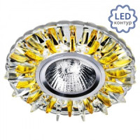 Lumin&#039;arte св-к встр.  c LED подсв. 3W MR16 GU5.3 прозрачный/хром 31x120 желт PL14-DLL50GU5.3-3W