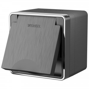 Werkel роз. ОУ 1 мест. земля, влагозащ. IP44, крышка, штор Gallant (графит рифлен)a051334 W5071204