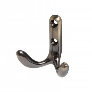 Крючок-вешалка мебельн 2-рожк СТАНДАРТ 335 AB ст.бронза Инд. уп. на подвесе (300,50)