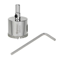 ЕРМАК Коронка алмазная с центрирующим сверлом d 35 мм по керамике и стеклу, Р45, трехгр хвостовик