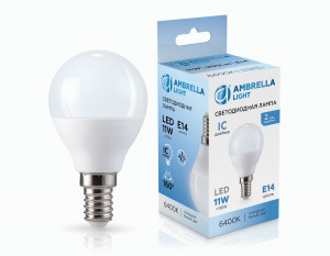 Ambrella лампа св/д шар P45 E14 11W(905lm) 6400K 6K 45х80 IC 451116