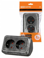 TDM Розетка угловая 2 мест. ОУ (земля, шторки) IP20 250В 16А серебро &quot;Ладога&quot; SQ1801-0390