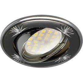 Ecola DL21 MR16 GU5.3 св-к литой поворот.гравирЧетыре цветка Черный Хром/Хром 23x84 FC1615EFY (10!)