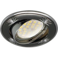 Ecola DL21 MR16 GU5.3 св-к литой поворот.гравирЧетыре цветка Черный Хром/Хром 23x84 FC1615EFY (10!)