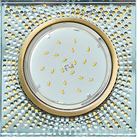 Ecola GX53 H4 св-к Стекло Квадрат c прозр-янтар.мозаик. черн.бронза фон зерк. 40x123 FQ53SGECB (10!)