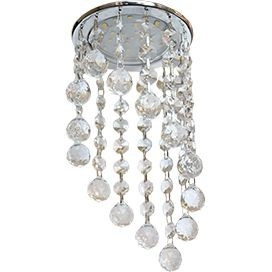 Ecola GX53 H4 св-к Круг с большими хрусталиками Подвес под скос прозрач/Хром 225x110 FA53RVECB (10!)