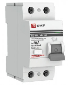 EKF PROxima выкл. дифферинциальный УЗО ВД-100 2P 80А 300мА тип AC 4,5кА эл-мех elcb-2-80-300-em-pro
