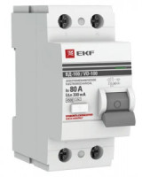 EKF PROxima выкл. дифферинциальный УЗО ВД-100 2P 80А 300мА тип AC 4,5кА эл-мех elcb-2-80-300-em-pro
