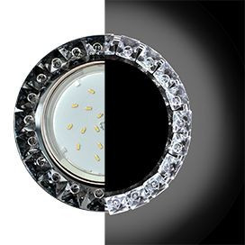 Ecola GX53 H4 LD5361 св-к Стекло Круг крупн.стразы Конус подсв. 4K Хром-черн 52x120 SQ53RGEFB (10!)