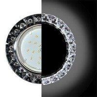 Ecola GX53 H4 LD5361 св-к Стекло Круг крупн.стразы Конус подсв. 4K Хром-черн 52x120 SQ53RGEFB (10!)