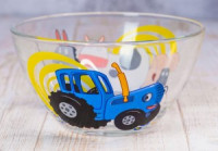 Салатник Синий трактор 13см, 450мл стекло (кратность 12шт!!!) МФК СТС130-1