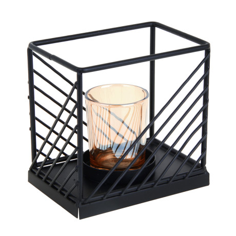 Подсвечник металлический со стеклянной чашей, 12х8х12 см