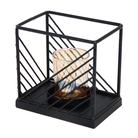 Подсвечник металлический со стеклянной чашей, 12х8х12 см