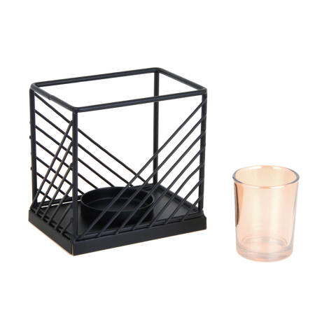 Подсвечник металлический со стеклянной чашей, 12х8х12 см