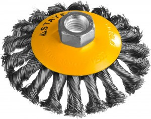 STAYER "PROFESSIONAL". Щетка коническая для УШМ, жгутированная стальная проволока 0,5мм, 100ммхМ14