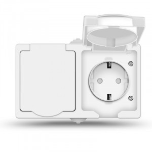 UNIVersal Аллегро блок (1 роз.+1 роз.) ОУ бел. (земля, шторки, крышка, п/герм., IP54) 5562951