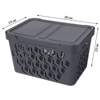 Ящик с крышкой универсальный "DELUXE", 380x276x220 мм, 18л Серый 433205911 Бытпласт