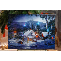 Картина новогодняя HD-12 30*40*1,6см со светодиодами Вечерний пейзаж (12)