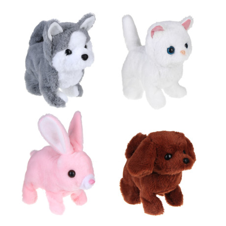 ИГРОЛЕНД Питомец интерактивный "Пушистя", PP, полиэстер, 16-20см, движение, звук, 2хАА, 4 дизайна