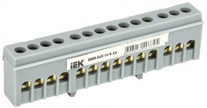 IEK шина L "фаза" в корп изол на DIN-рейку ШНИ-6х9-14-К-Ср