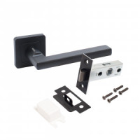 Комплект для двери АЛЛЮР АРТ ВЕНСАН BL+L45-8 BL (26150/S45) мат черн (ручка и защелка)блистер (20)