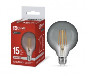 ASD/InHome лампа св/д Deco Шар GL125 E27 15W(1200lm) 4000K 4K 175x125 филамент (нитевид) дымч 6081