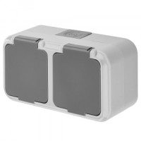 Bylectrica ПРАЛЕСКА АКВА блок (роз. 2 мест. ОУ земля шт. IP54 серый, (РА16-103 (03))