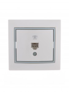 Lezard Мира роз. телеф. СУ 1 мест. бел. с серой вставкой (RJ11) (корпус PC) 701-0215-137