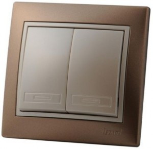 Lezard Мира выкл. СУ 2 кл. 10А коричн. металлик с перламутровой вставкой (корпус PC) 701-3130-101