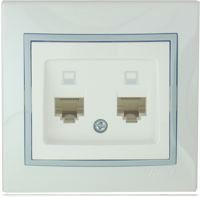 Lezard Мира роз. компьют. СУ 2 мест. бел. с серой вставкой (RJ45) (корпус PC) 701-0215-141