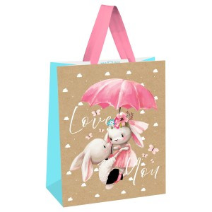 Пакет подарочный 26*32*12см MESHU "Люблю тебя", выборочный лак, крафт 354569