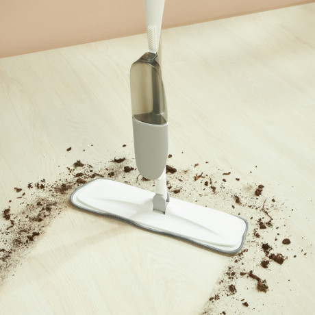 Швабра с распылителем и смен. насадкой тм VETTA, ручка 118см нерж.cталь, насадка микрофибра 41x12см