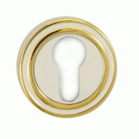 Накладка на цилиндр круг. РЕНЦ, белый/латунь блестящая INET 16 W/GP