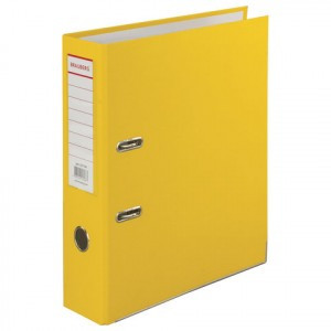 Папка-регистратор BRAUBERG с покрытием из ПВХ, 80 мм, с уголком, желтая (удвоенный срок службы), 227