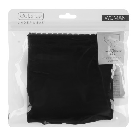 GALANTE Трусы женские макси с высокой талией, р.52, 95%хлопок, 5%спандекс, черный, НБ25-13