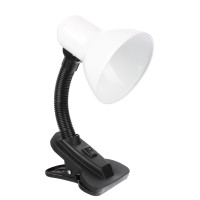 BY Светильник на прищепке, E27, 40 Вт, 230 В, гнущаяся ножка 10 см, шнур 75 см, белый