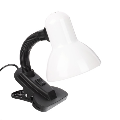 BY Светильник на прищепке, E27, 40 Вт, 230 В, гнущаяся ножка 10 см, шнур 75 см, белый