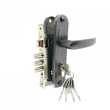 Замок врез ЗВ7-60.1-02 Зенит (серебро, м/о-61,5мм, 5кл.) с ручками   \15