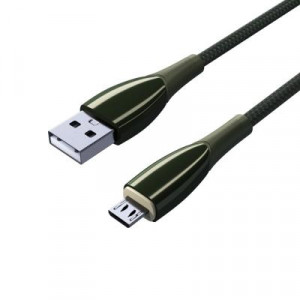 BY Кабель для зарядки Сириус Micro USB, 1м, 3А, Быстрая зарядка QC3.0, штекер металл, зеленый